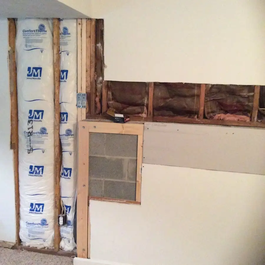 Wall insulation replacement during Basement Flood Cleanup in Wilmington